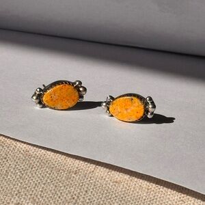 Bumble Bee Jasper Sterling Silver Stud Earrings Modern